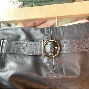 Salvatore Ferragamo Leather Pencil Skirt with belt detail